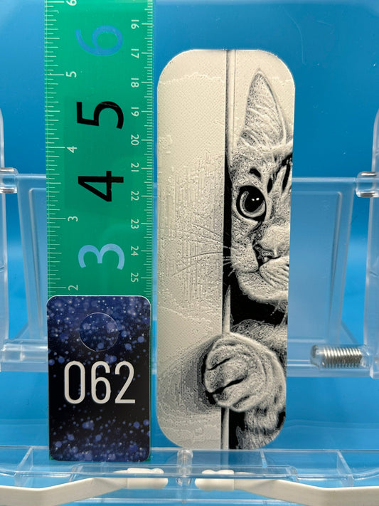 Bookmark #62,  Cat Holding Flowers